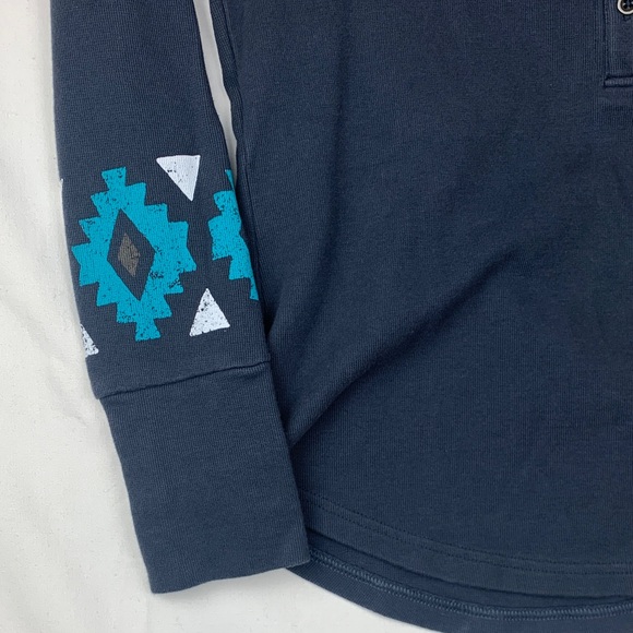 Ariat size small long sleeve Henley navy Aztec western rodeo cowgirl - Picture 3 of 9